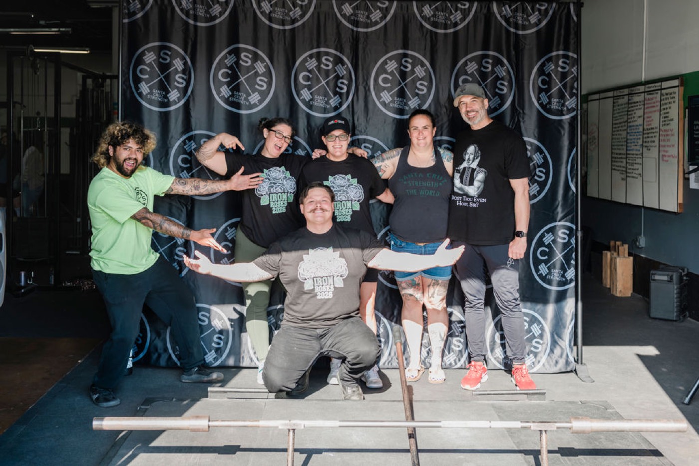 The Santa Cruz Strength coaching crew on the lifting platform